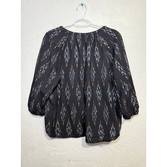 Pure J Jill geometric 3/4 sleeve blouse womens large coastal boho chic modest - Picture 6 of 9